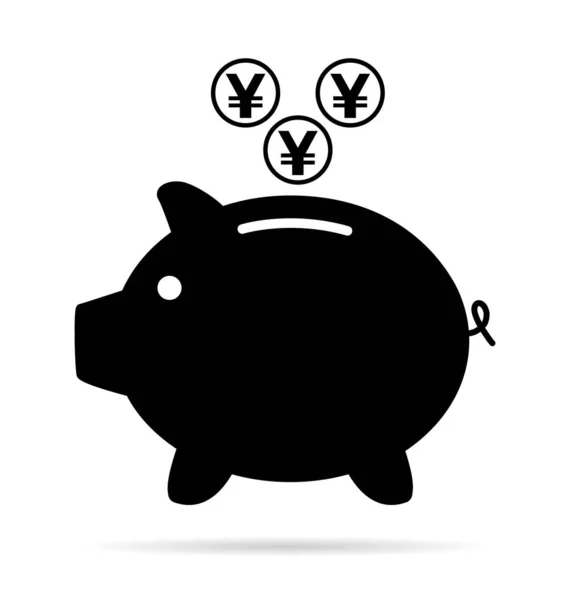 Свинячий Банк Плоский Значок Знак Вектор Веб Символом Юаней Грошовий — стоковий вектор