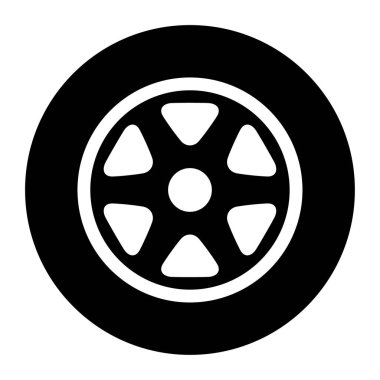 Otomobil tekeri simgesi, araç tekerleği jant sembolü, otomotiv yarışı spor tabelaları illüstrasyonu .