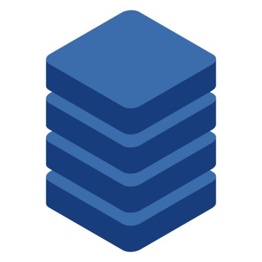 Veritabanı depolama ikonu izometrik, internet ağı sunucu bulut veri sembolü, bağlantı sistemi vektör çizimi .