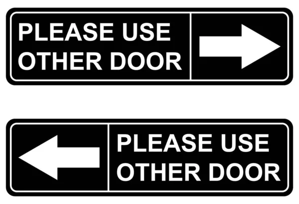 Satz Bitte Verwenden Sie Andere Tür Grafik Symbol Informationsetikett Hinweis — Stockvektor