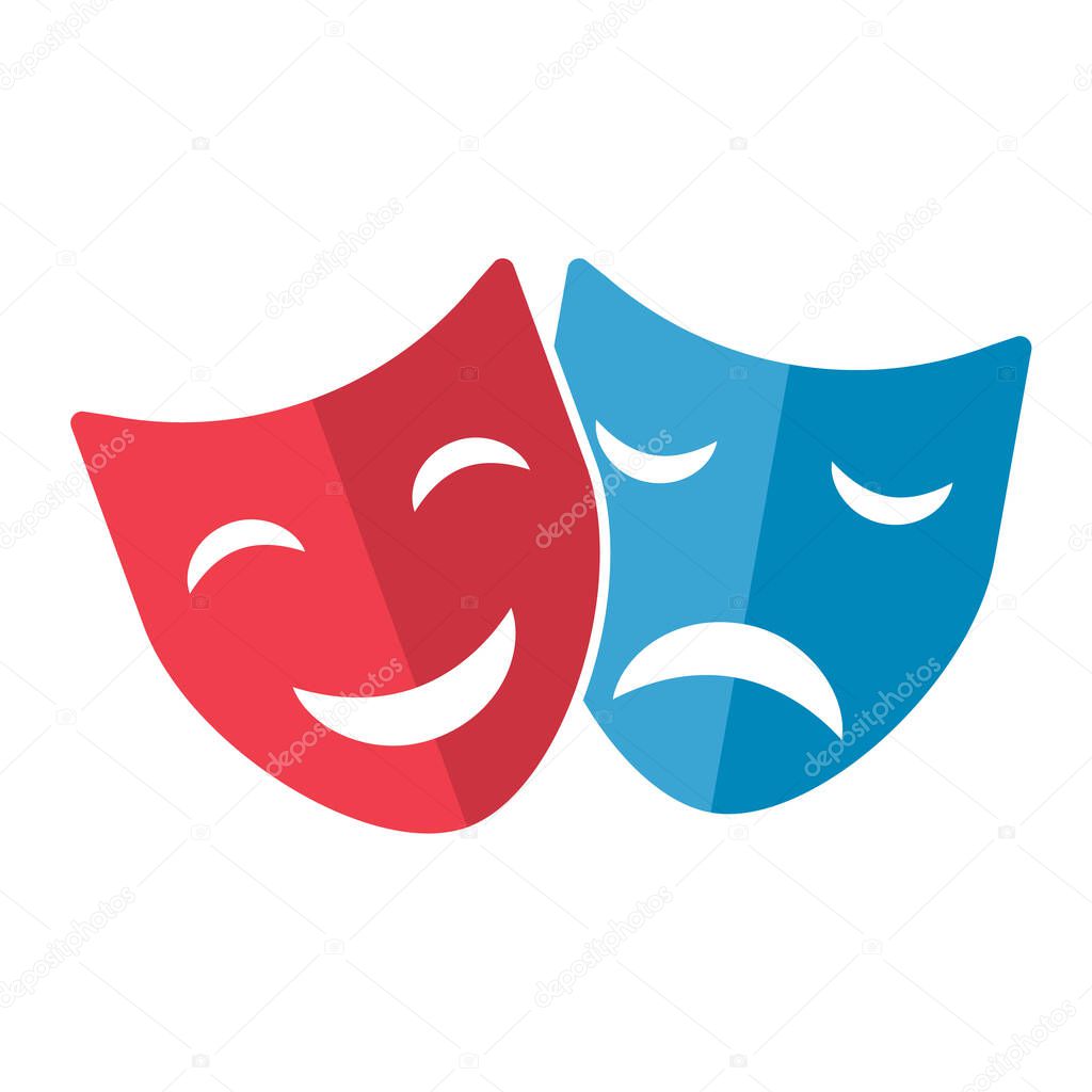 Set of Theater face mask icon, emotion actor comedy and drama symbol, festival sign vector illustration .