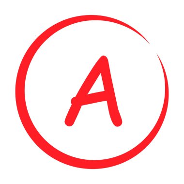 A sınıfı sonuç. Kırmızı renkli el çizimi simgesi. Test sınav işareti rapor vektör illüstrasyonu .