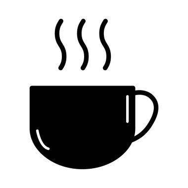 Kahve ikonu, kahvaltı içeceği kafesi, kapuçino, izole edilmiş sıcak illüstrasyon, vektör çizgisi. .