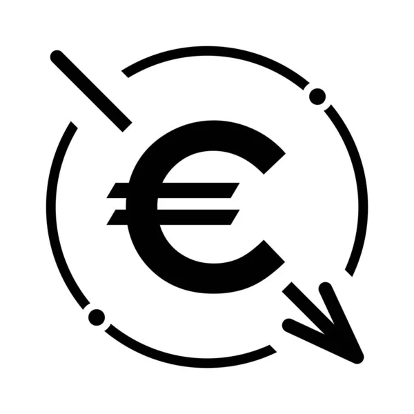 Réduction Des Coûts Diminution Icône Euro Symbole Vectoriel Isolé Arrière — Image vectorielle