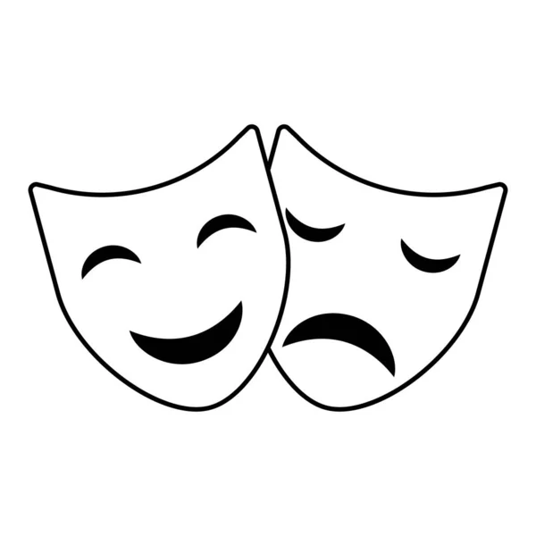 Set Von Theater Gesichtsmaske Symbol Emotionen Schauspieler Komödie Und Drama — Stockvektor