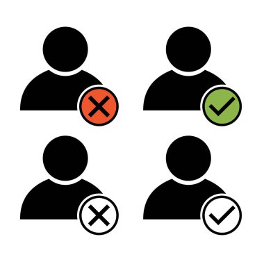 Kullanıcı avatarı simgesi kümesi, sosyal kişi sembolü koleksiyonu, iş vektörü illüstrasyonu, web üyesi  .