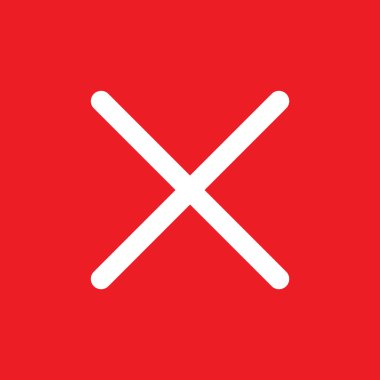 Çapraz işaret simgesi, X işareti, basit hata tasarım vektörü çizimi, yanlış seçim sembolü .