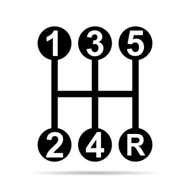 Gölge, araç teçhizat teknolojisi illüstrasyon ekipmanlı el ile vites değiştirme simgesi .