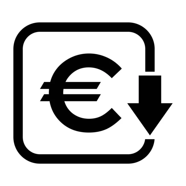 Redukcja Kosztów Zmniejszenie Ikony Euro Symbol Wektora Izolowany Tle — Wektor stockowy