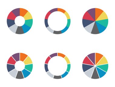 Infographic pasta çizelgesi. Koleksiyon 9 bölümünün döngü sunum diyagramı. Beyaz arkaplanda izole edilmiş vektör .