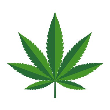 Mariuhana yaprak sembolü, marihuana veya kenevir ikonu, kenevir tıbbi işareti, ot uyuşturucu illüstrasyonu .
