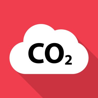 CO2 bulut simgesi gölgesini azaltır, temiz küresel emisyon, çevre eko tasarım sembolü illüstrasyon .