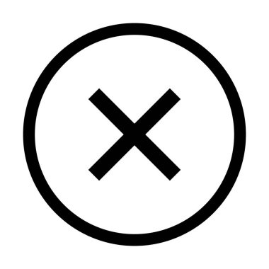 Çapraz işaret simgesi, X işareti, basit hata tasarım vektörü çizimi, yanlış seçim sembolü .