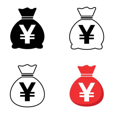 Para çantası simgesi beyaz arkaplanda izole edildi. Banka sembolü, kar grafiği, düz ağ işareti .