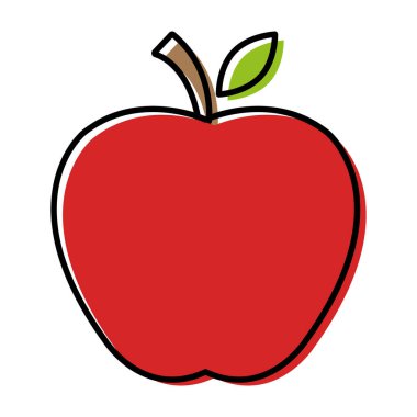 Elma ikonu, sağlıklı ham sembol, ayak şekeri meyvesi, vektör çizimi tasarımı, ekolojik diyet .