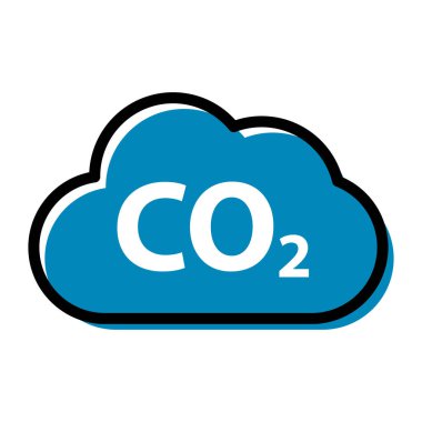 CO2 bulut simgesini, temiz küresel emisyonu, çevre eko tasarım sembolü illüstrasyonunu azaltır .