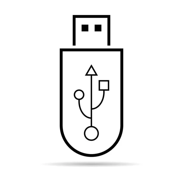 Usb Icon Technologie Mit Schatten Geräteschild Anschließen Tragbares Elektronisches Symbol — Stockvektor