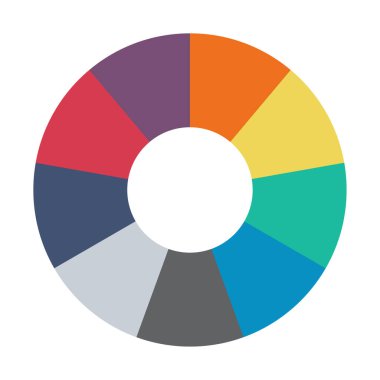 Infographic pasta grafiği. Döngü sunumu diyagramı 9 bölüm. Beyaz arkaplanda izole edilmiş vektör .