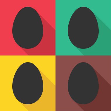 Gölgeli yumurta ikonu seti, kabuklu paskalya sembolü, sağlıklı doğa yiyeceği, vektör çizimi, çiftlik organik proteini .