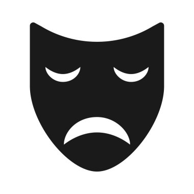 Tiyatronun yüz maskesi ikonu, duygu aktörü komedi ve drama sembolü, festival işareti vektör illüstrasyonu .