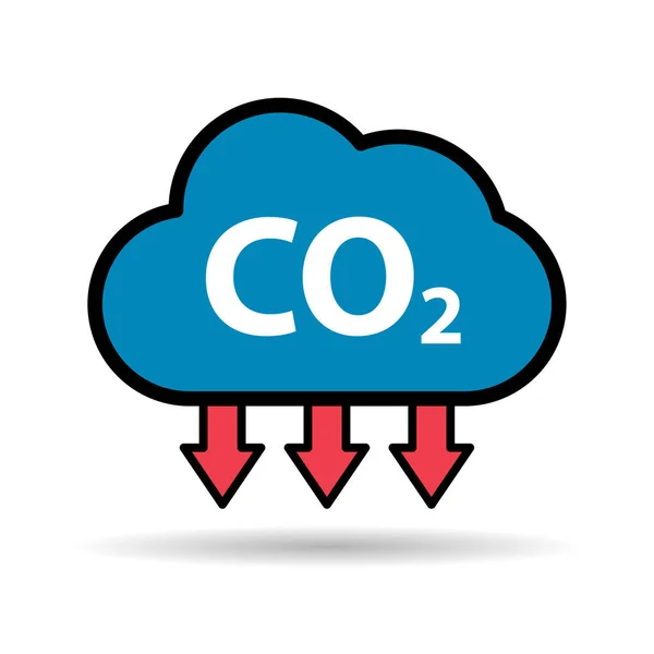 Co2 Vermindert Wolk Pictogram Schaduw Schone Wereldwijde Emissie Milieu Eco — Stockvector