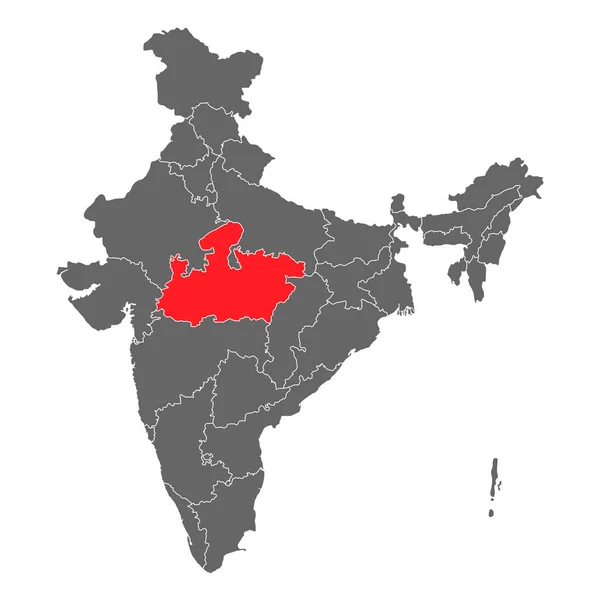 Ινδία Χάρτη Γραφικών Ταξιδιωτική Γεωγραφία Εικονίδιο Ινδική Περιοχή Madhya Pradesh — Διανυσματικό Αρχείο