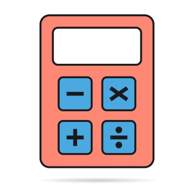 Hesap makinesi simgesi, matematik web düğmesi vektör illüstrasyonu. İnternet sitesi finans teknolojisi tasarımı .