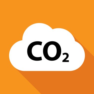 CO2 bulut simgesi gölgesini azaltır, temiz küresel emisyon, çevre eko tasarım sembolü illüstrasyon .