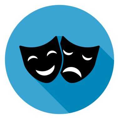 Theater Face ikon gölgesi, duygu aktörü komedi ve drama sembolü, festival işareti illüstrasyon .