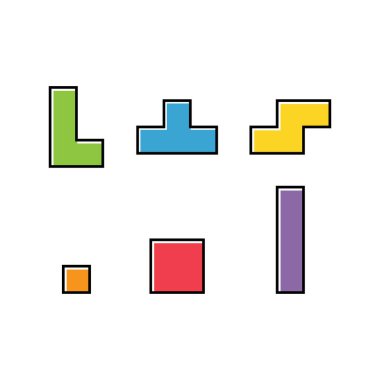 Renk tetris bloğu, renk bulmacası simgesi, mantık eğlencesi oyun çizimi .