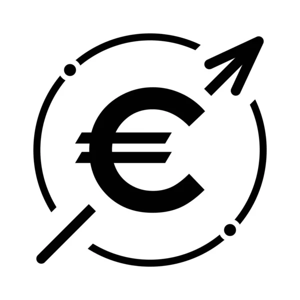 Coûts Symbole Euro Augmenter Icône Symbole Vectoriel Revenu Isolé Sur — Image vectorielle