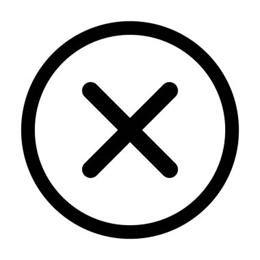 Çapraz işaret simgesi, X işareti, basit hata tasarım vektörü çizimi, yanlış seçim sembolü .