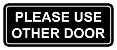 Lütfen diğer kapı grafik simgesi, bilgi etiketi, metin yönü vektör illüstrasyonuna dikkat edin .