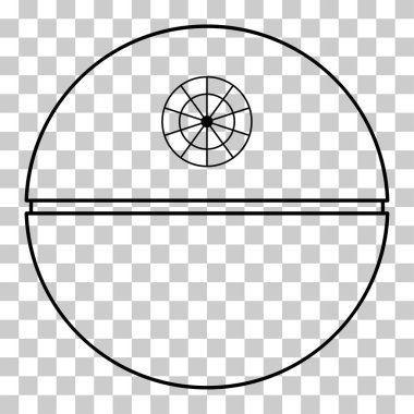 Ölüm Yıldızı simgesi, gezici uzay istasyonu sembolü, daire şeklindeki gezegen vektör çizimi .