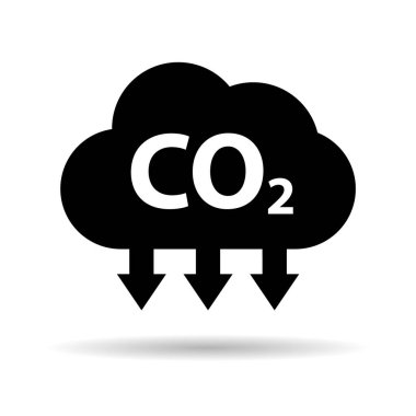 CO2 bulut simgesi gölgesini azaltır, temiz küresel emisyon, çevre eko tasarım sembolü illüstrasyon .