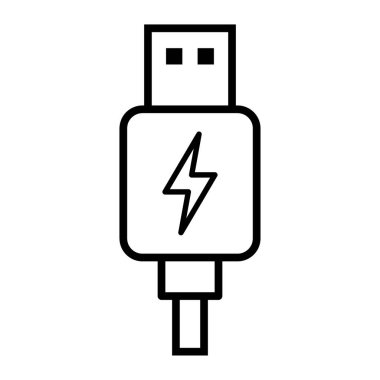 USB kablo ikonu teknolojisi, bağlantı aygıtı işareti, elektronik taşınabilir sembol, vektör illüstrasyon ortamı .