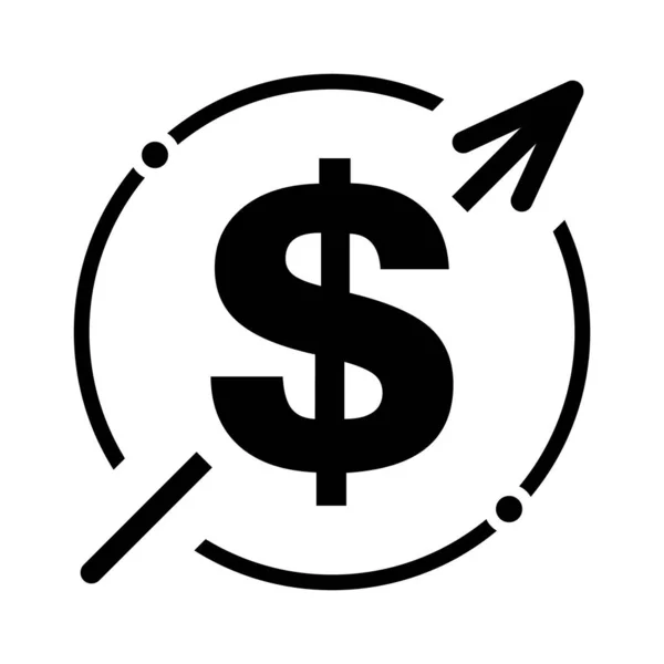 Coûts Symbole Dollar Augmentation Icône Image Vectorielle Revenu Isolée Arrière — Image vectorielle