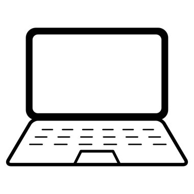 Laptop düz web simgesi, dizüstü bilgisayar teknolojisi sembolü, boş ekran vektör illüstrasyonu .