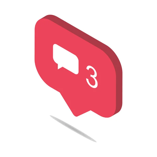 Volger Isometrische Melding Symbool Voor Toepassing Instagram Web App Knop — Stockvector