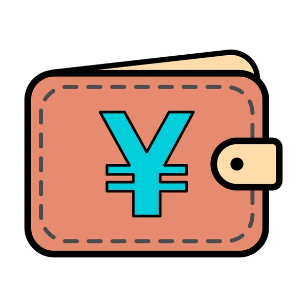 Wallet Yuan Icon Finance Flat Symbol Economy Deposit Cash Vector — Stock vektor