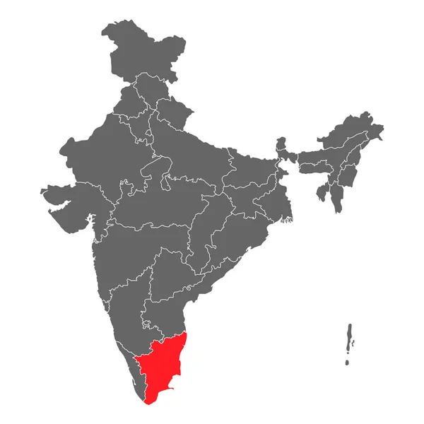 Ινδία Γράφημα Χάρτη Ταξιδιωτικό Εικονίδιο Γεωγραφία Ινδική Περιοχή Tamil Nadu — Διανυσματικό Αρχείο