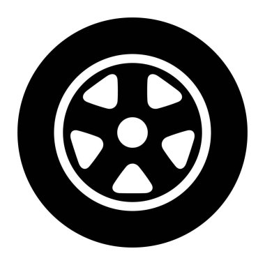 Otomobil tekeri simgesi, araç tekerleği jant sembolü, otomotiv yarışı spor tabelaları illüstrasyonu .