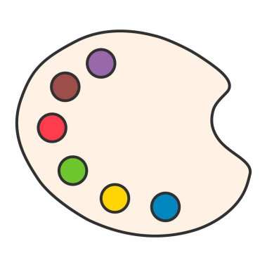 Renkli düz sanat aracı paleti, sanatçı web tasarımı grafik çizimi illüstrasyonu .