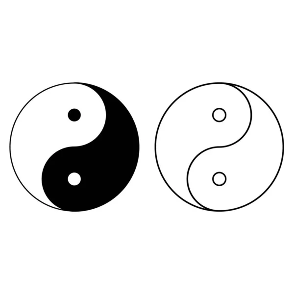 Yin Yang Symbol Für Harmonie Und Ausgewogenheit Linie Sammlung Symbol — Stockvektor