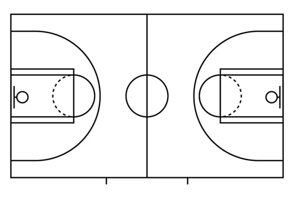Basket Domstol Ikon Golv Parkett Område Topp Amerikansk Sport Symbol — Stock vektor