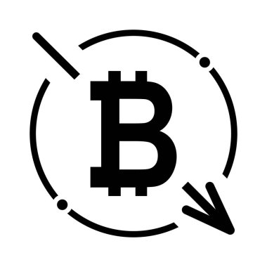 Maliyet azaltma- bitcoin simgesini azalt. Arkaplanda izole edilmiş vektör sembolü .