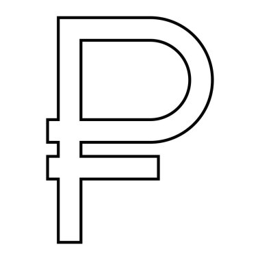 Ruble para ikonu, Rus banka ekonomisi düz tabela, kabaca iş sembolü illüstrasyon .