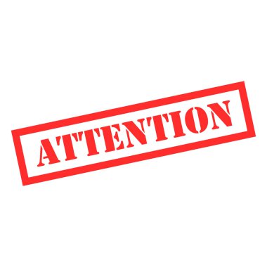 Attention stamp symbol, label sticker sign button, text banner vector illustration .