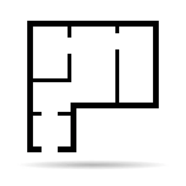 House Plan Icon Shadow Architecture Sketch Graphic Design Home Construction — 图库矢量图片