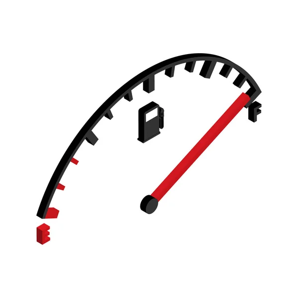 Fuel Isometric Car Indicator Icon Gauge Petrol Automobile Meter Symbol — Wektor stockowy
